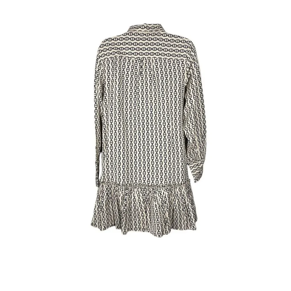J.CREW Women's Amelia Popover Shirt‎ Dress in Vintage Links Prints Long Sleeve S